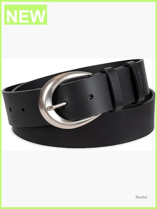 Genuine Leather Belt with Silver Curved Buckle for Women, 1.5 Inch Wide, main image 6